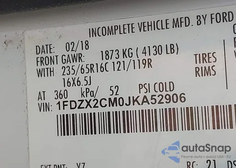 2018 Ford Transit-350 Xl from USA, damaged, VIN 1FDZX2CM0JKA52906